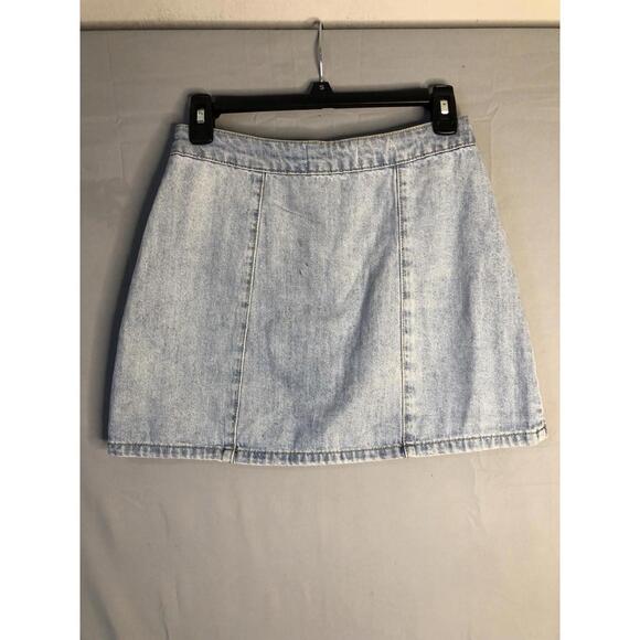 PACSUN Button Up Mini Jean Skirt Womens Size 26 Light Wash Blue Denim - Picture 2 of 9